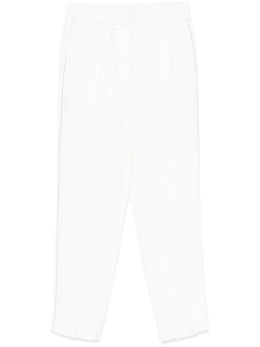 Beaded Trim-Detail Trousers — White