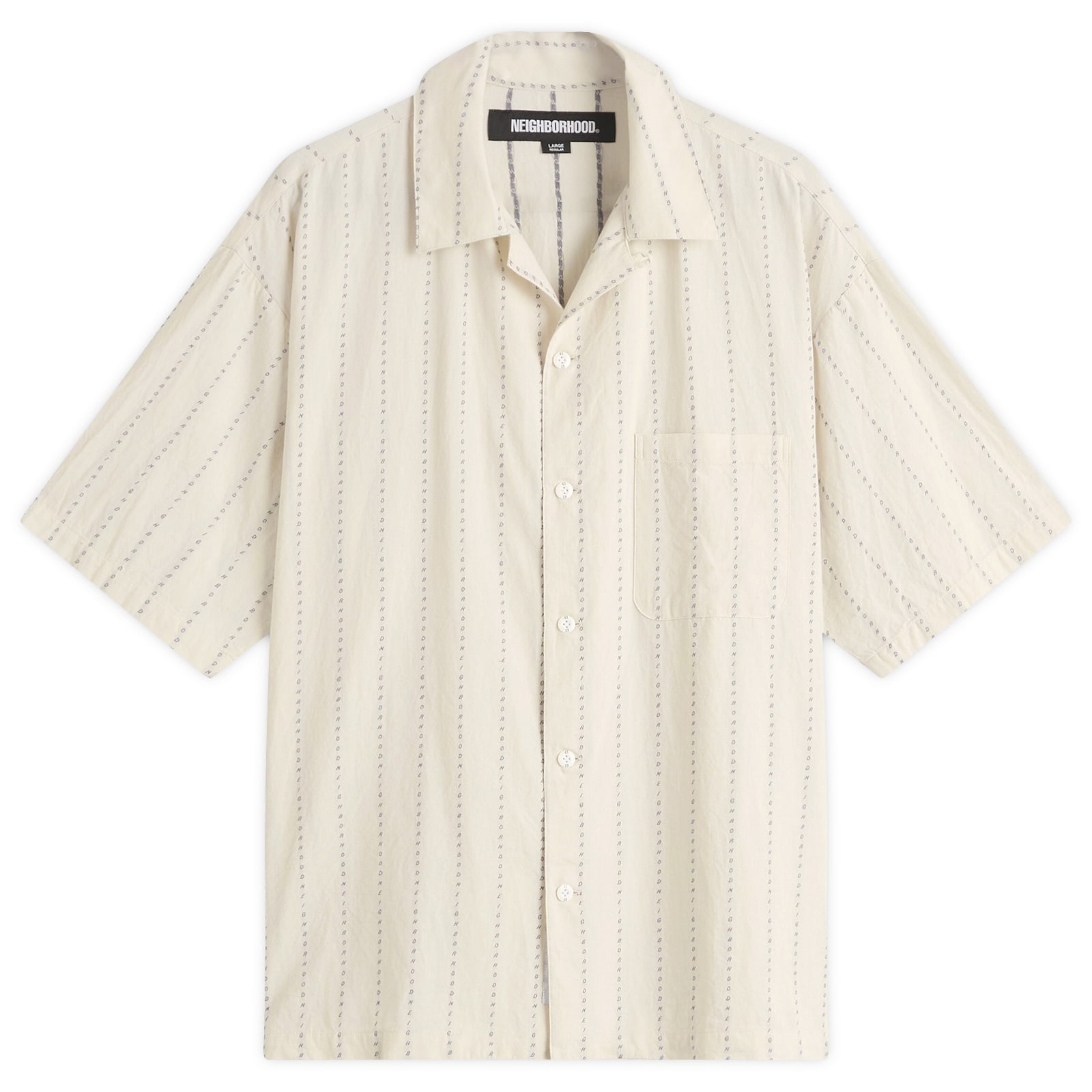 Men's Dobby Stripe Hawaiian Shirt Ivory