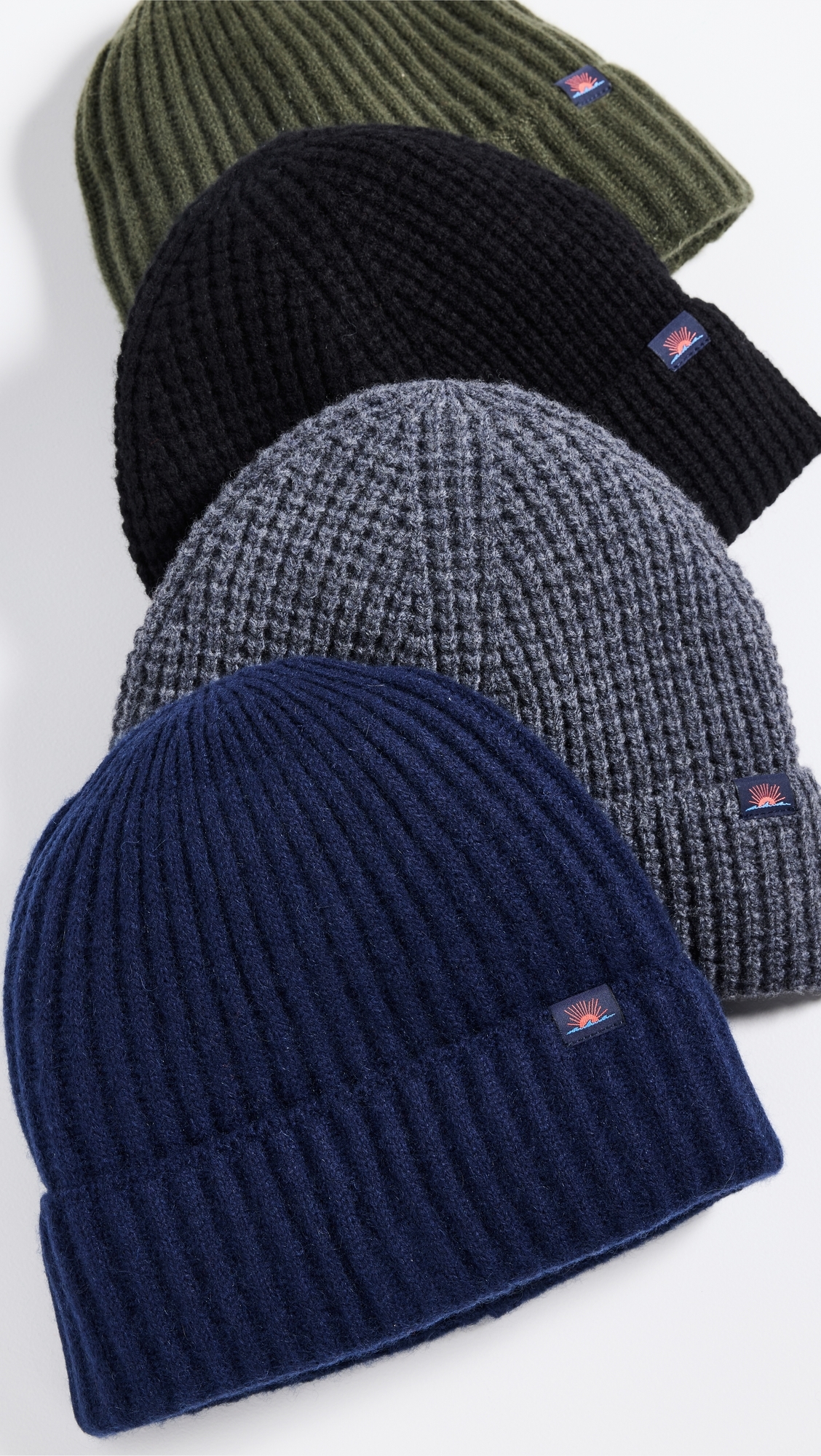 Cashmere Ribbed Beanie Navy One Size