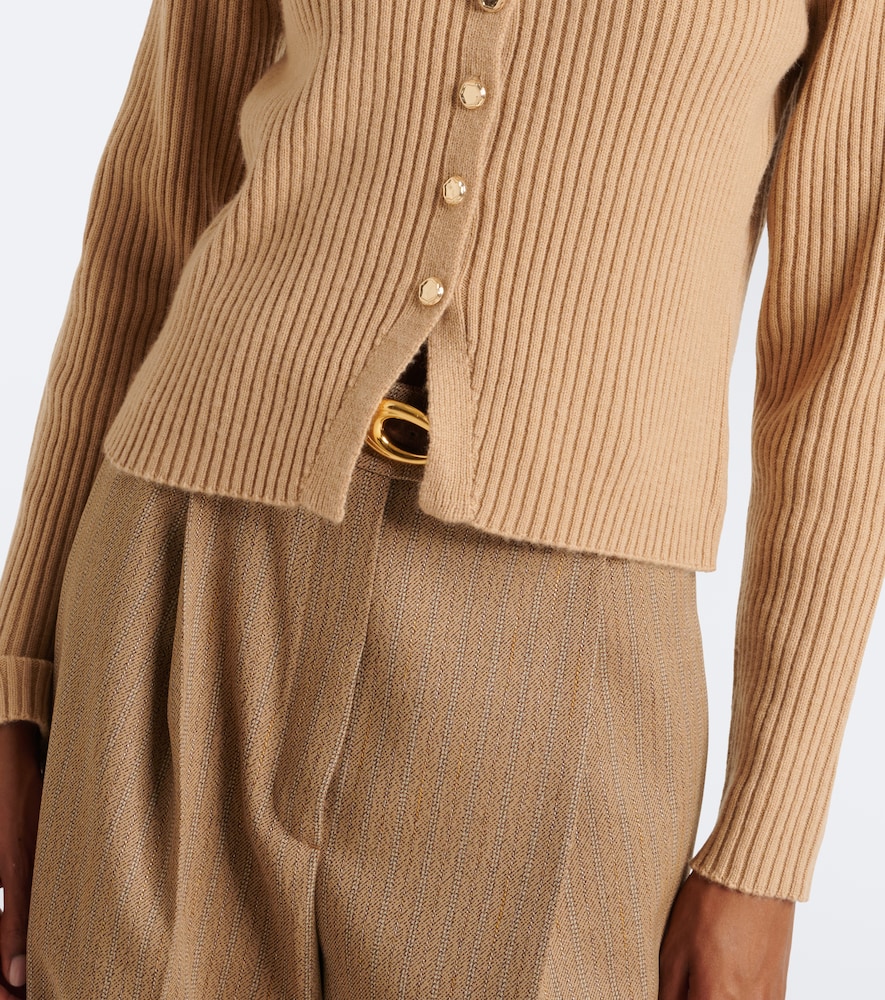 Ribbed-knit wool and cashmere cardigan