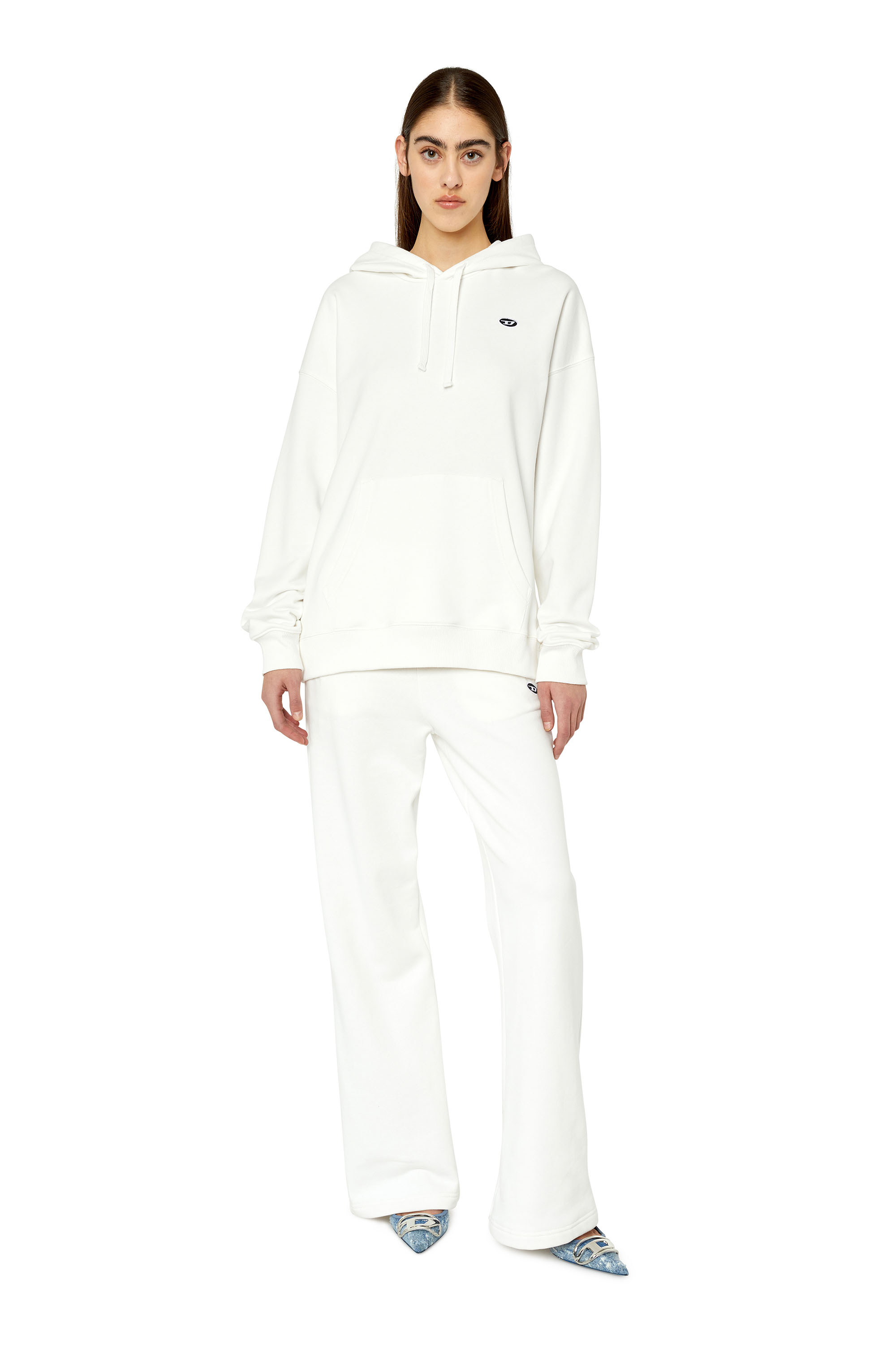Logo-patch drawstring hoodie - White