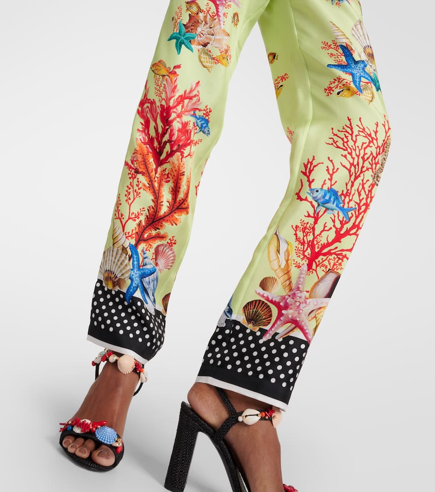 Capri printed silk tapered pants