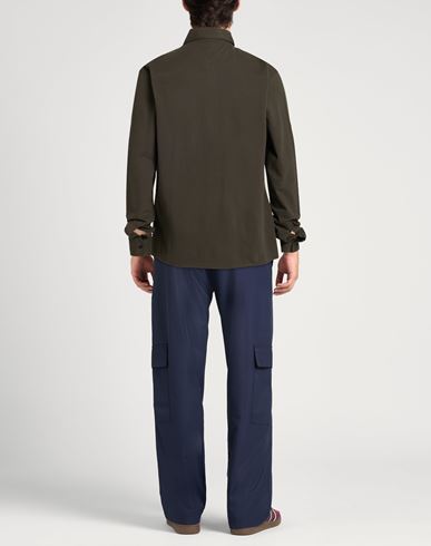 Man Shirt Dark green Size 46 Cotton, Elastane