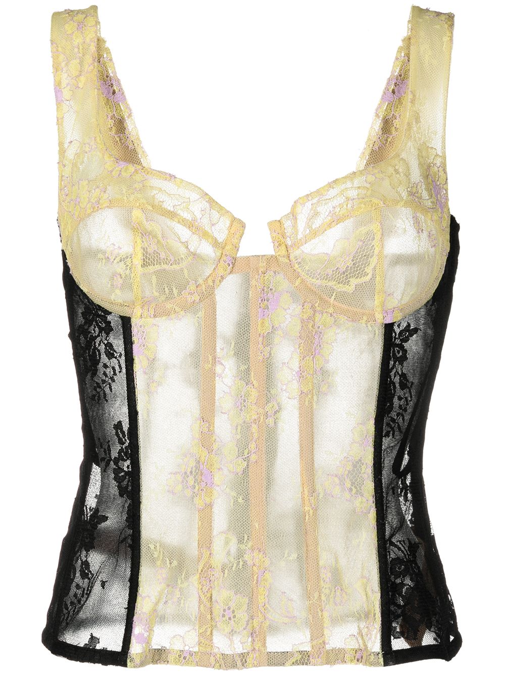 Lace panelled corset top - Black