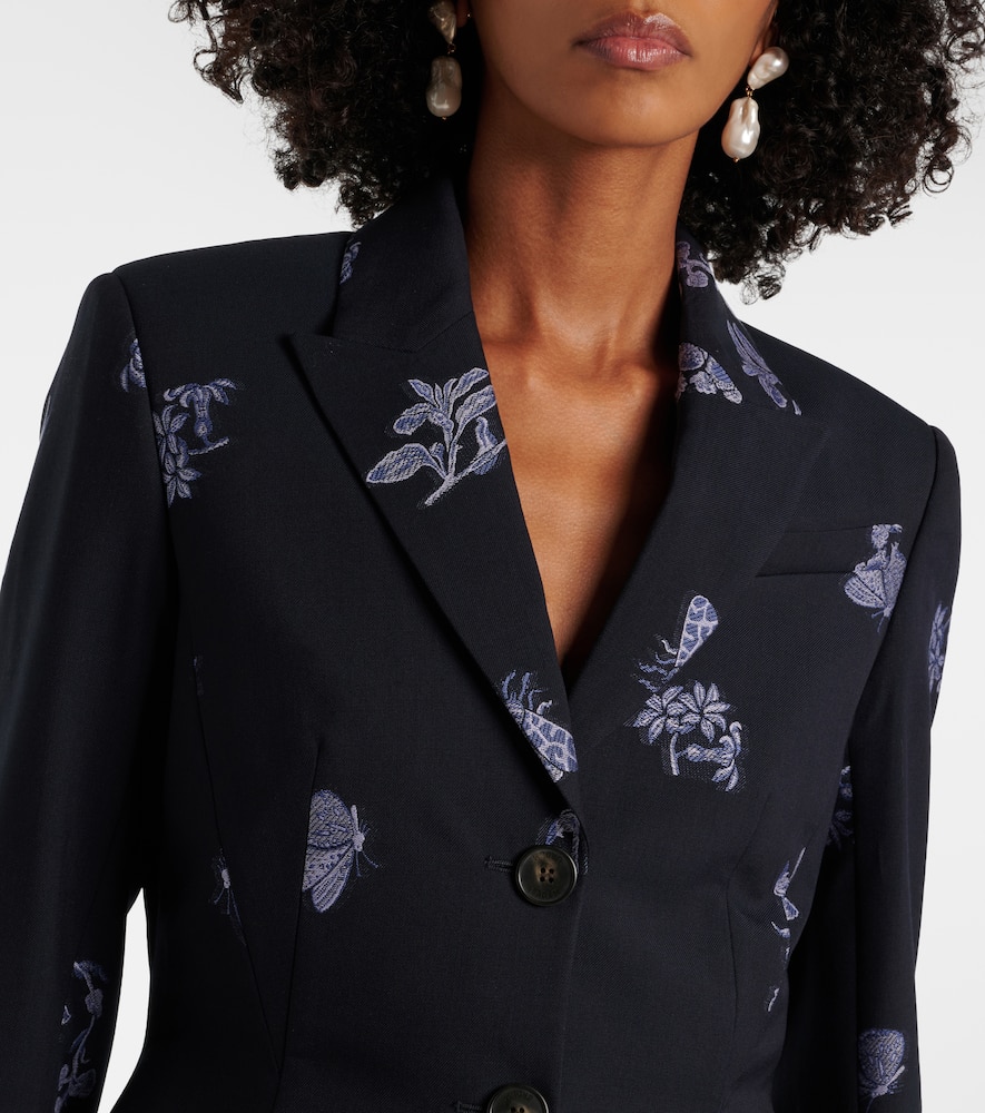 Wool and cotton jacquard blazer