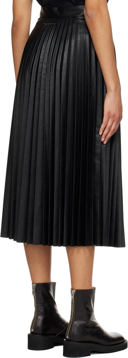 Black pleated midi skirt