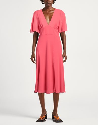 Woman Midi dress Coral Size 2 Polyester