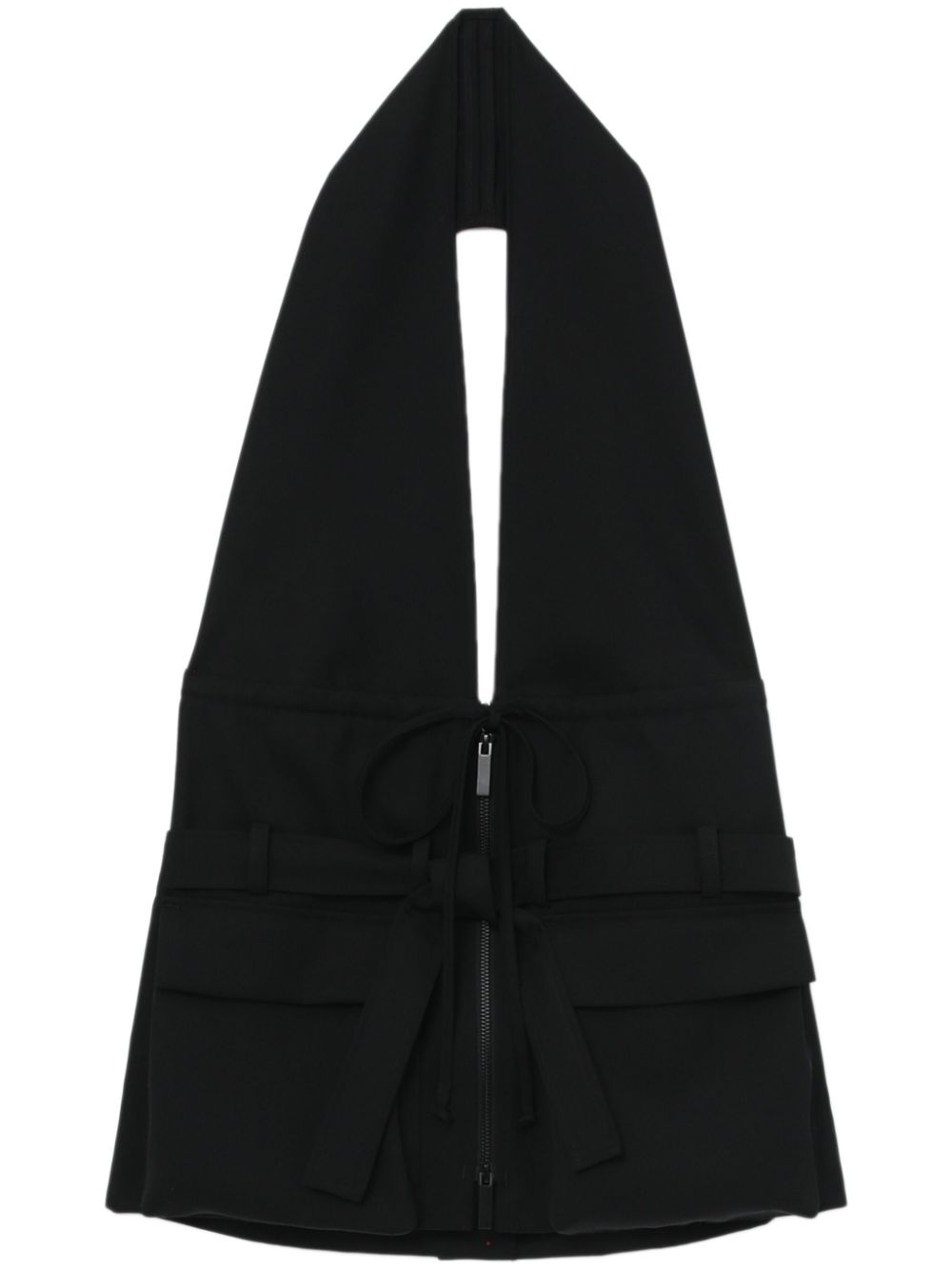 Belted halterneck vest - Black