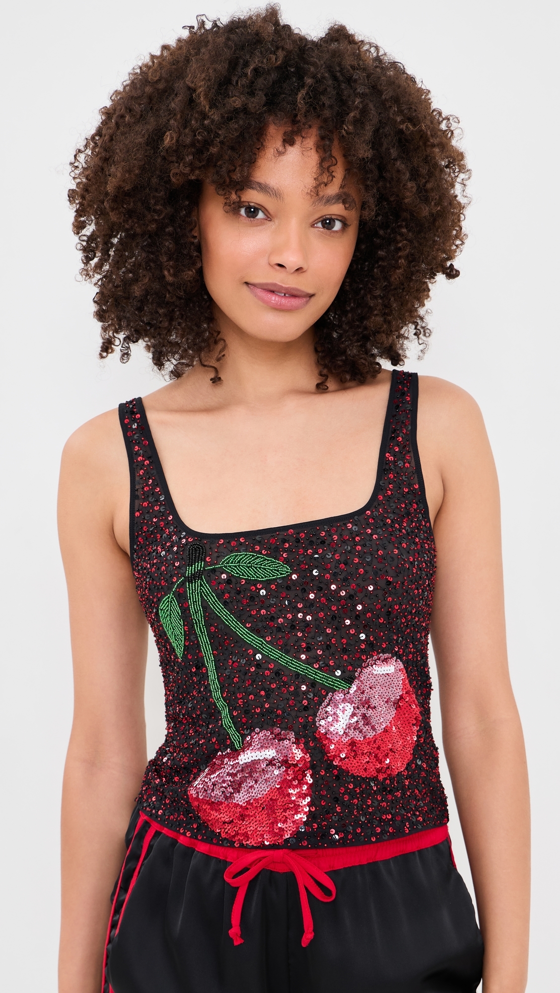 Cherry Tank Top Black and Red
