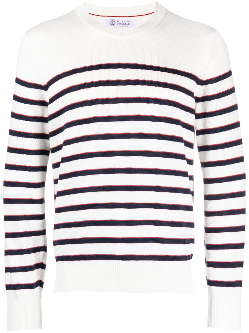 Horizontal-stripe long-sleeve jumper - White