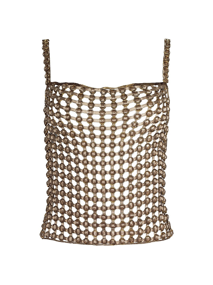 Women's Joanette Ribbon & Ring Tank - Tan Ribbon Gold