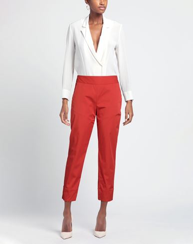 Woman Pants Tomato red Size 6 Cotton, Polyamide, Elastane