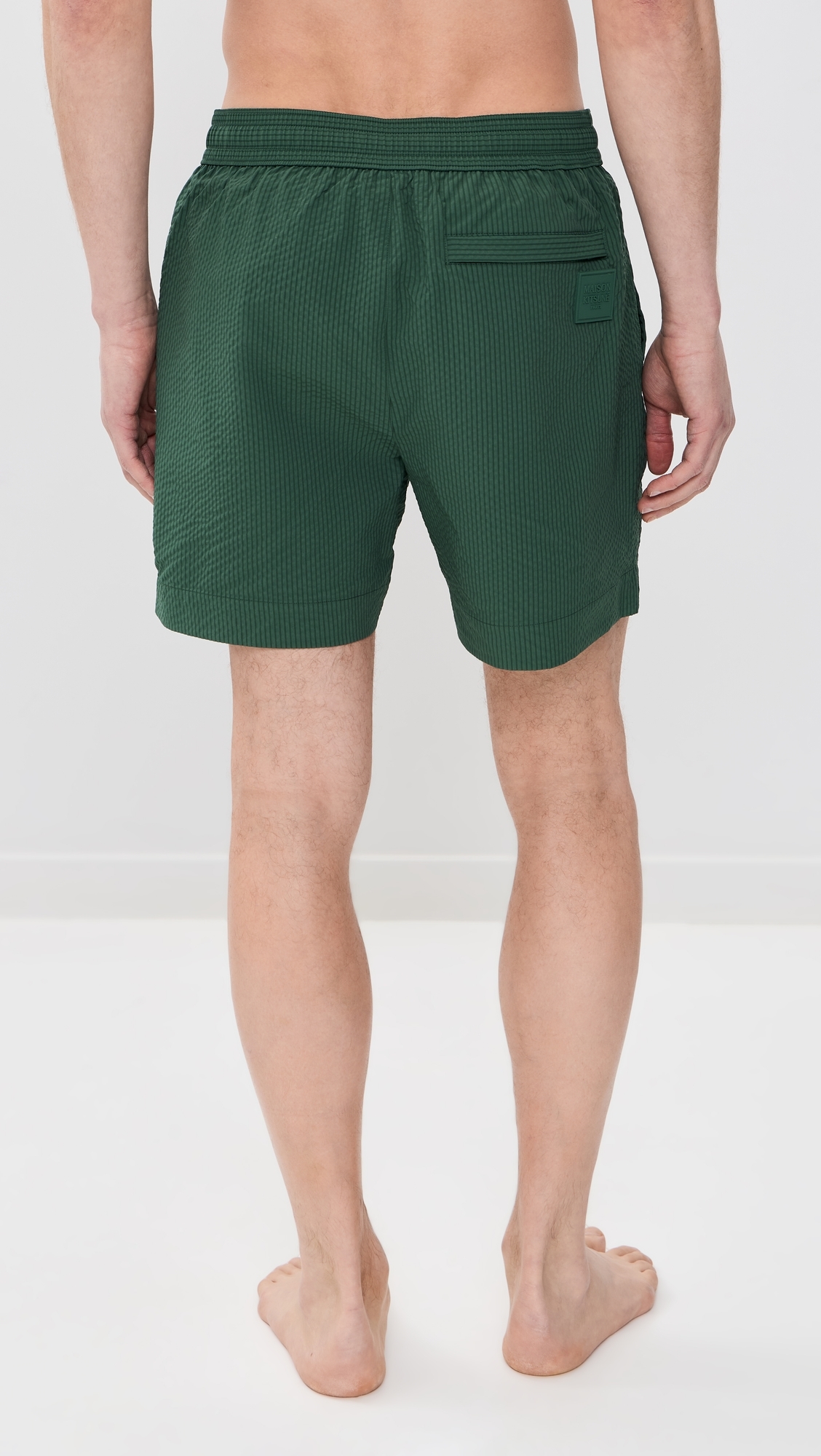 Seersucker Swim Shorts Bottle Green