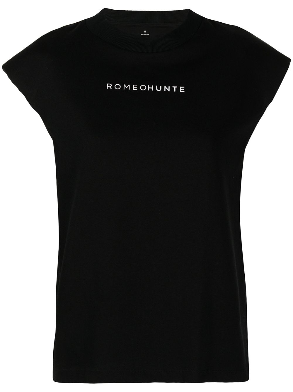 Logo-print padded-shoulder T-shirt - Black