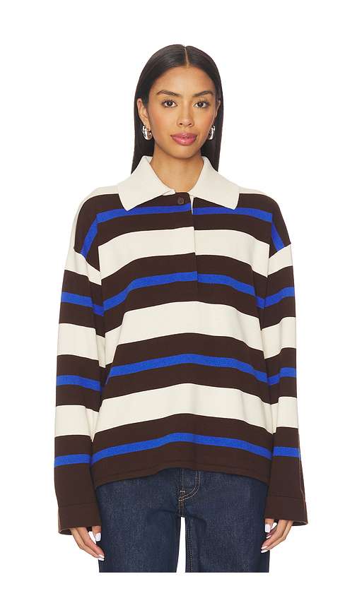 ALIGNE Ester Merino Rugby Top in Cream,Chocolate. S. Also in L