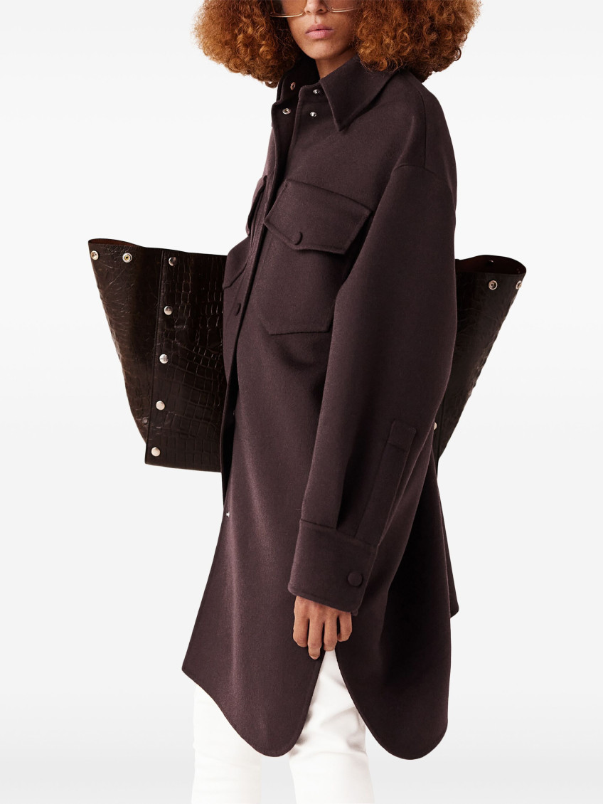 Dark Brown Press-stud Fastening Overshirt