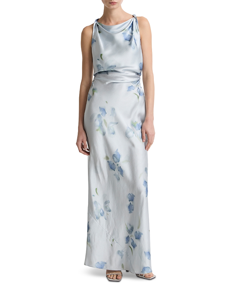 Petal Blur Twist Shoulder Dress