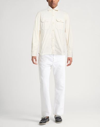 Man Shirt Off white Size L Cotton, Elastane