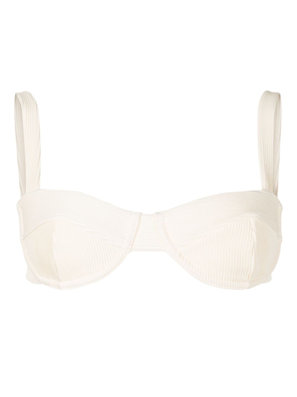 Underwire-cup ribbed bikini top - White