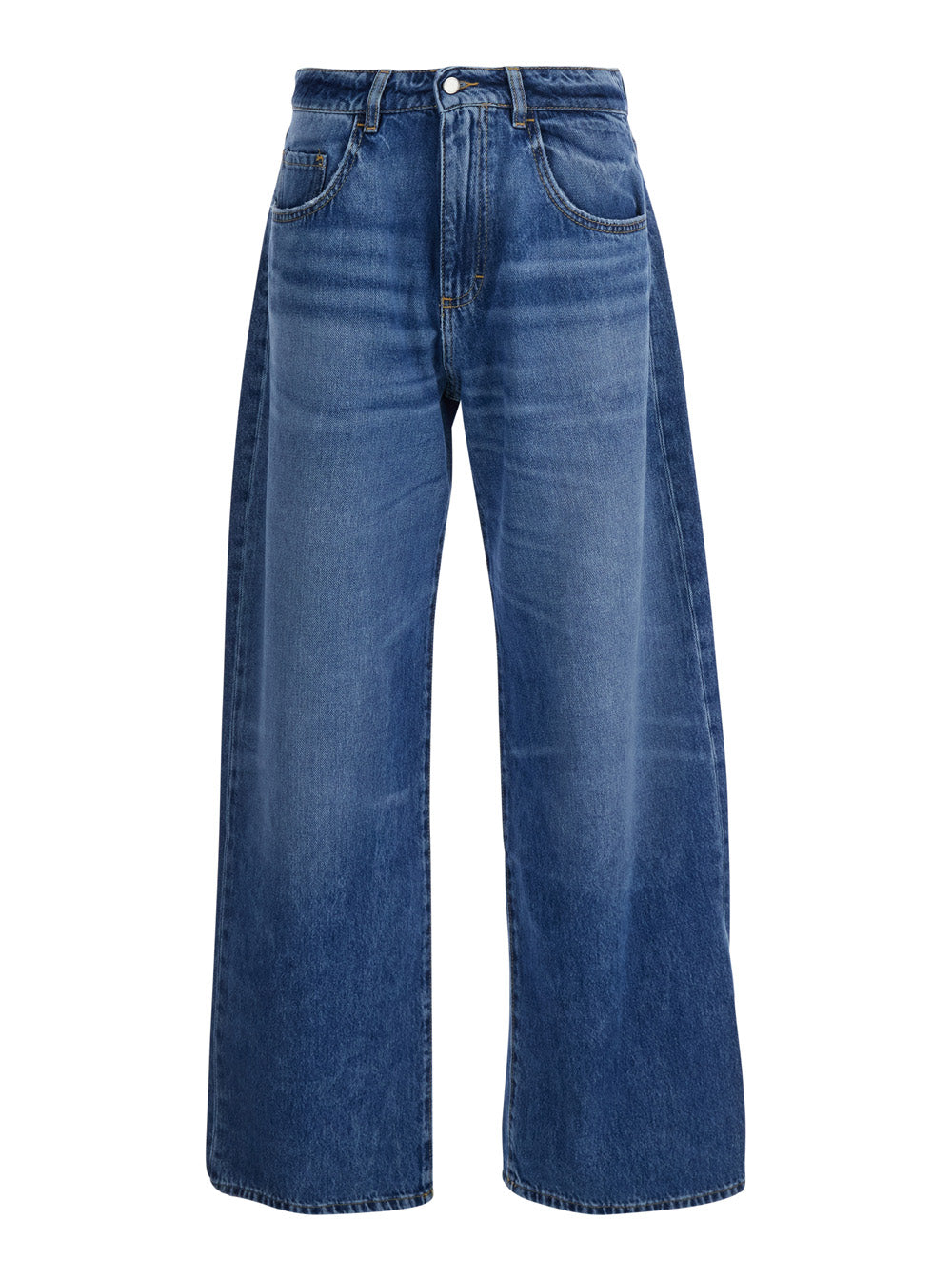 High-Waisted Straight-Leg Jeans — Blue