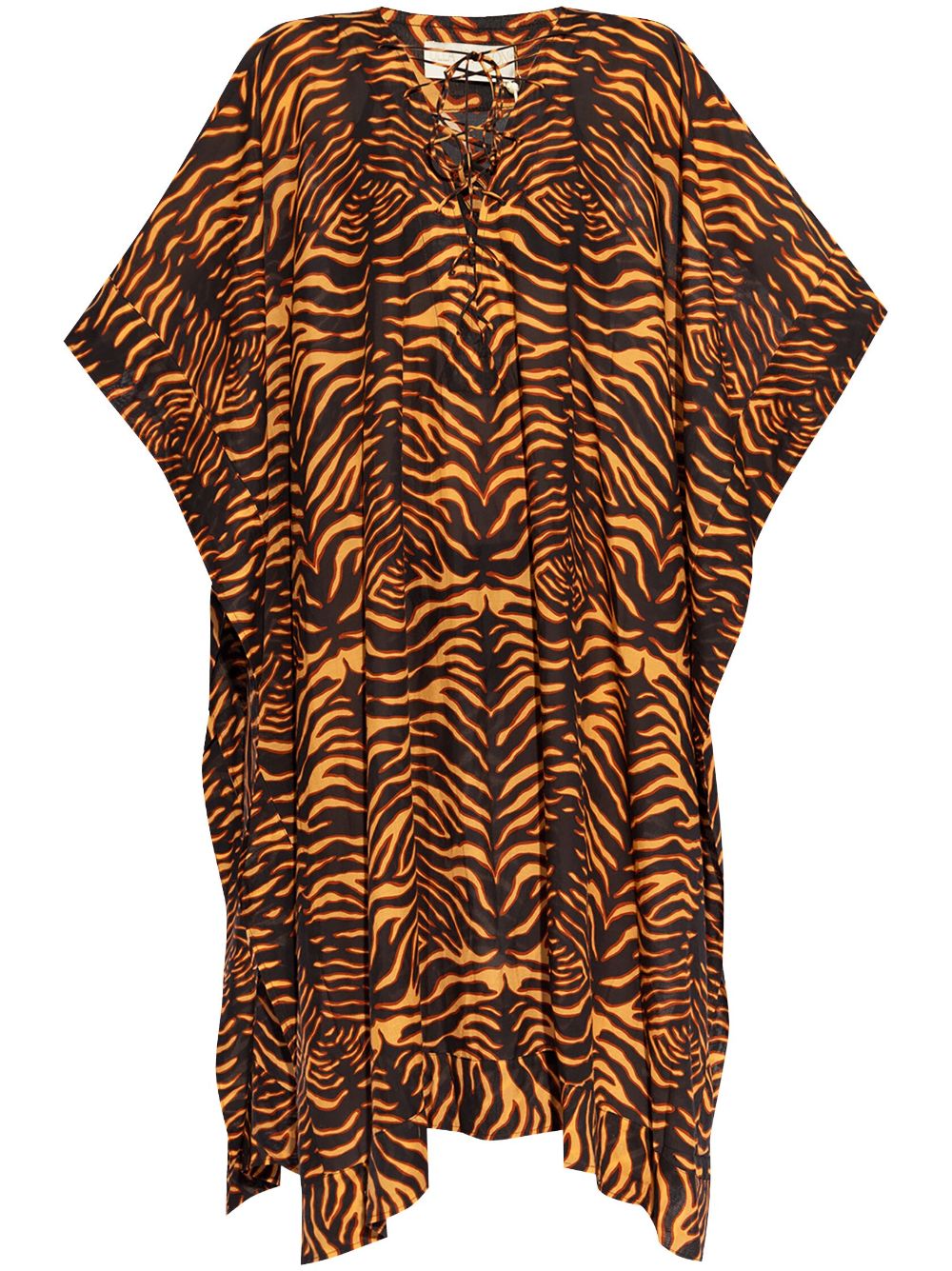 Tiger-print cotton-blend dress - Orange