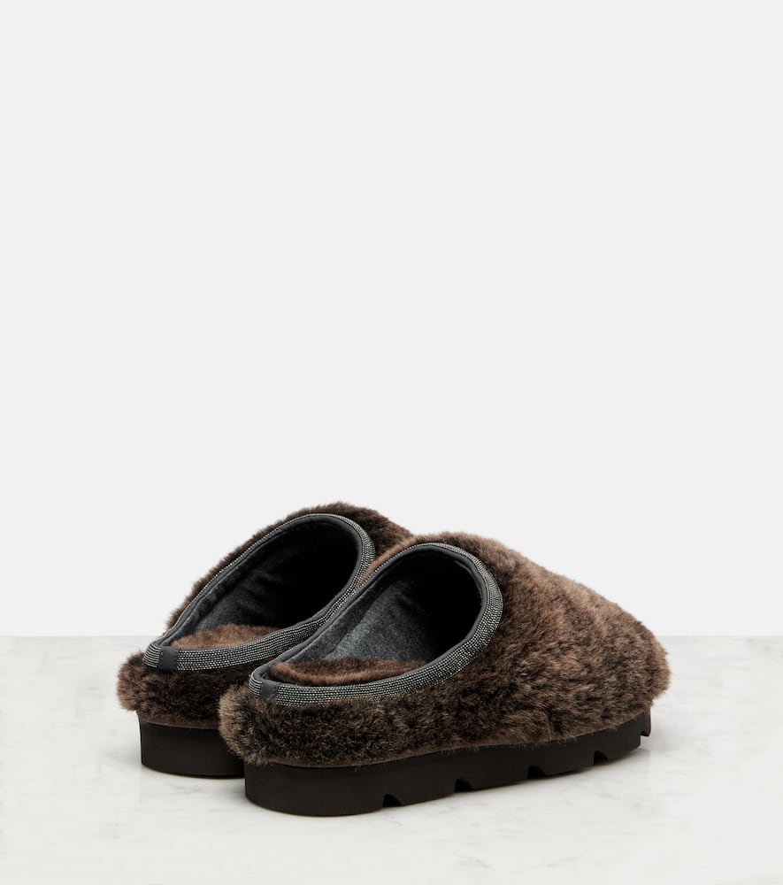 Monili shearling slip-on shoes