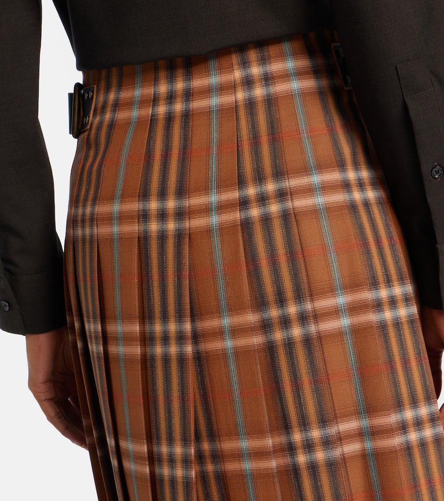 Check wool midi skirt