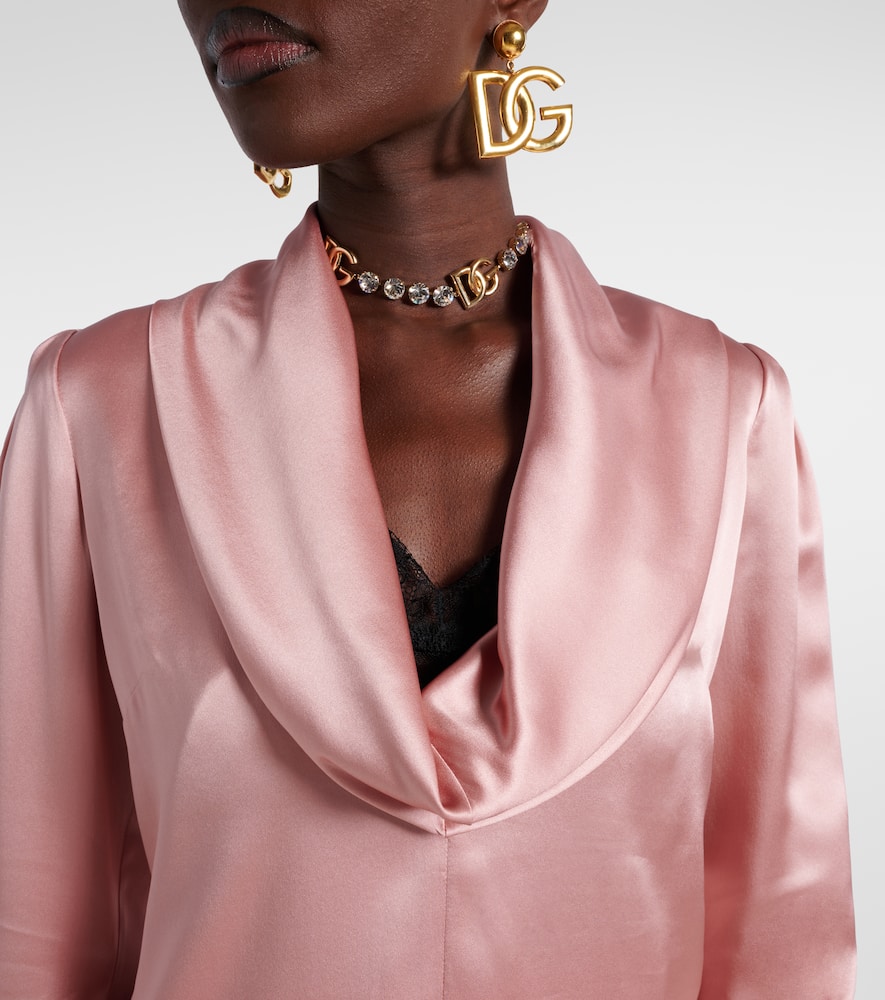 Draped silk satin blouse