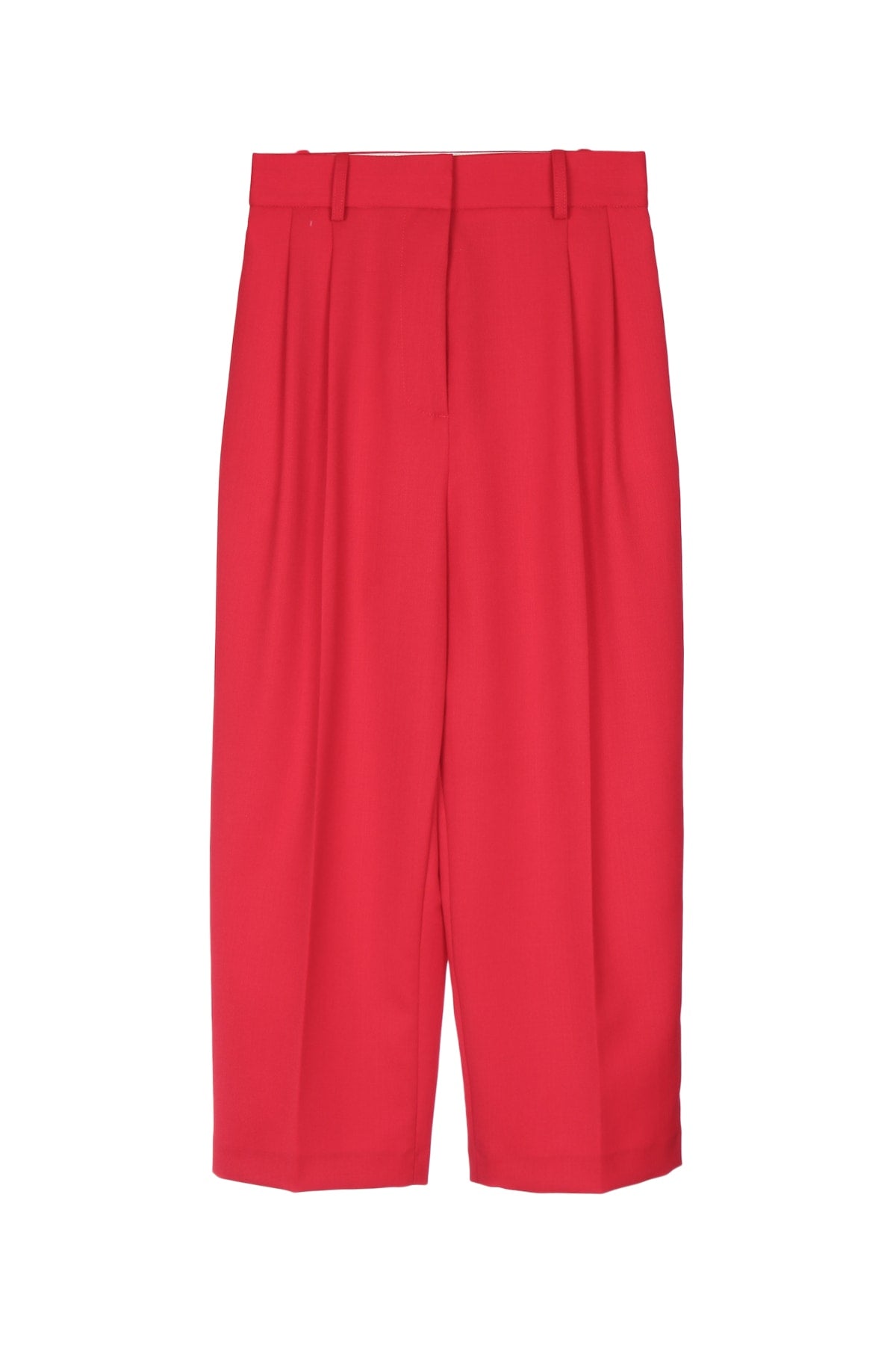 Wide-leg Pleated Trousers — Red