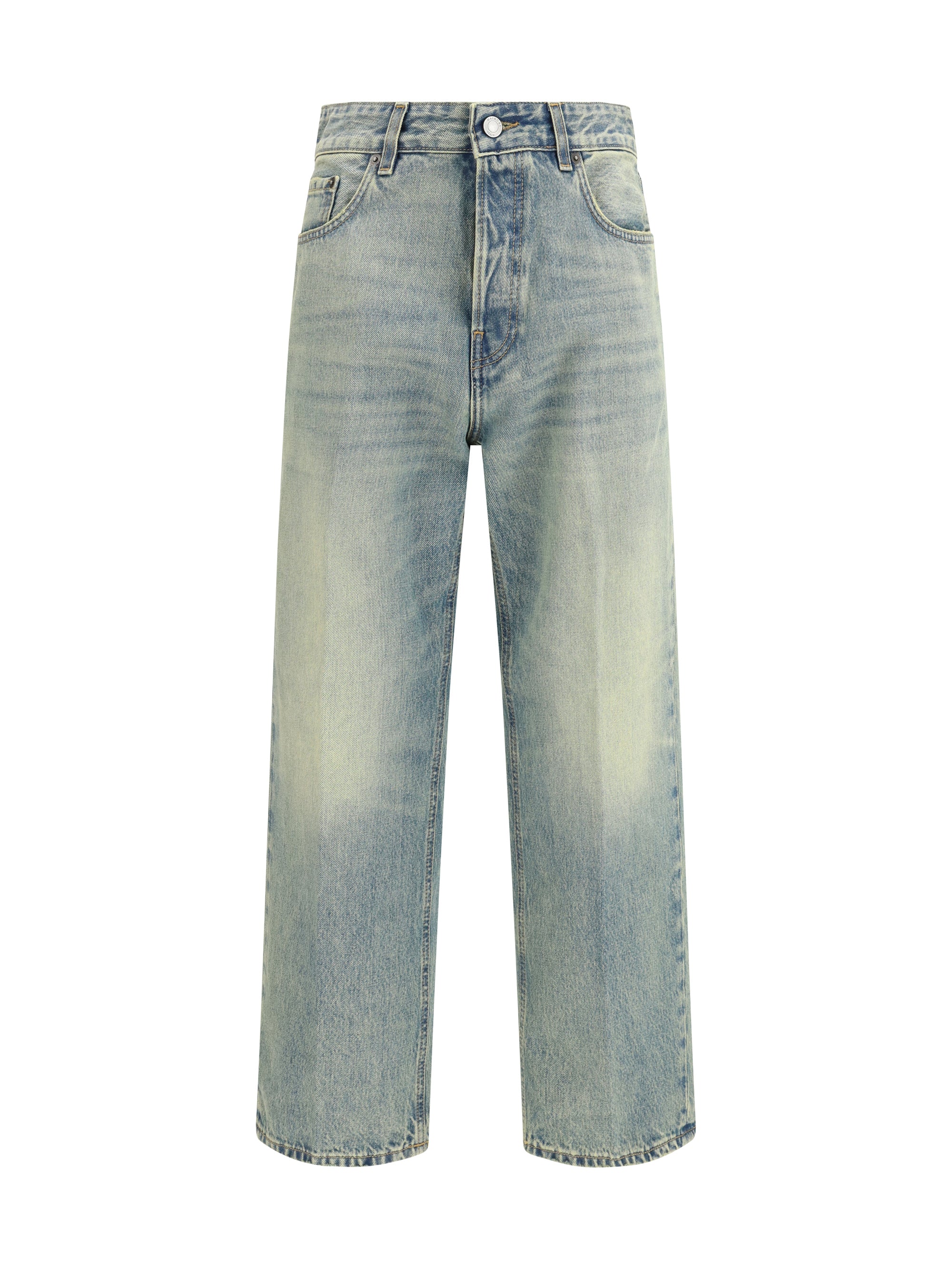 Straight-Leg Cotton Jeans — Blue