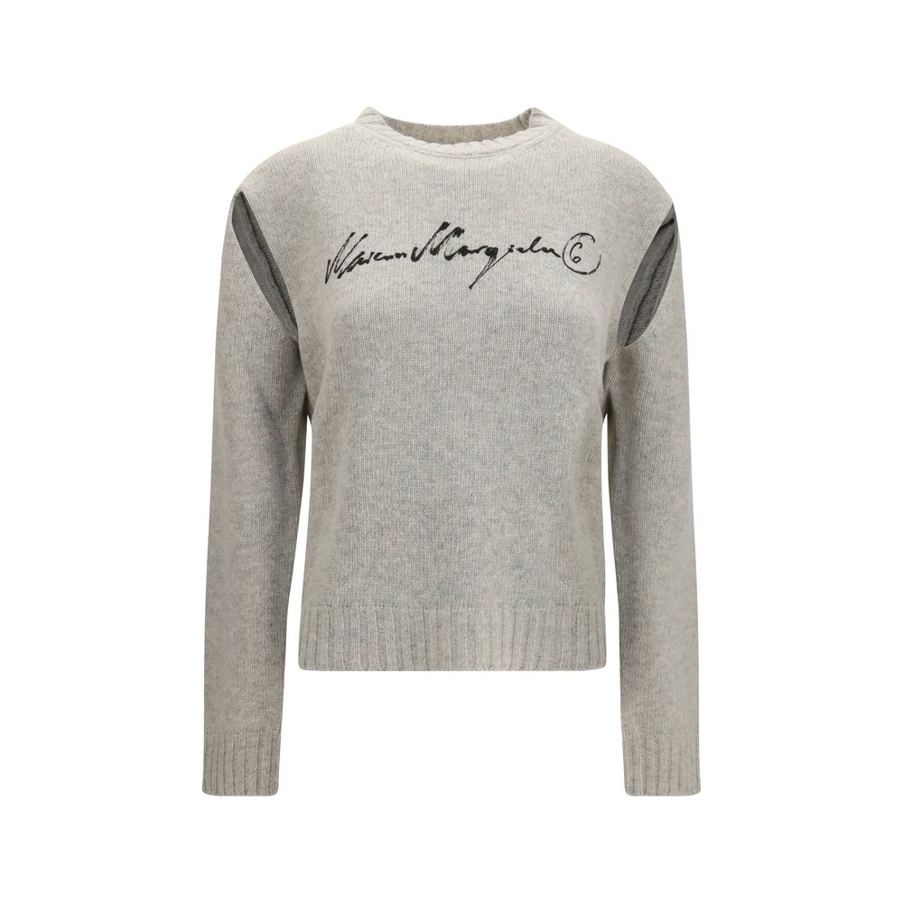 Logo-Embroidered Wool Sweater — Gray