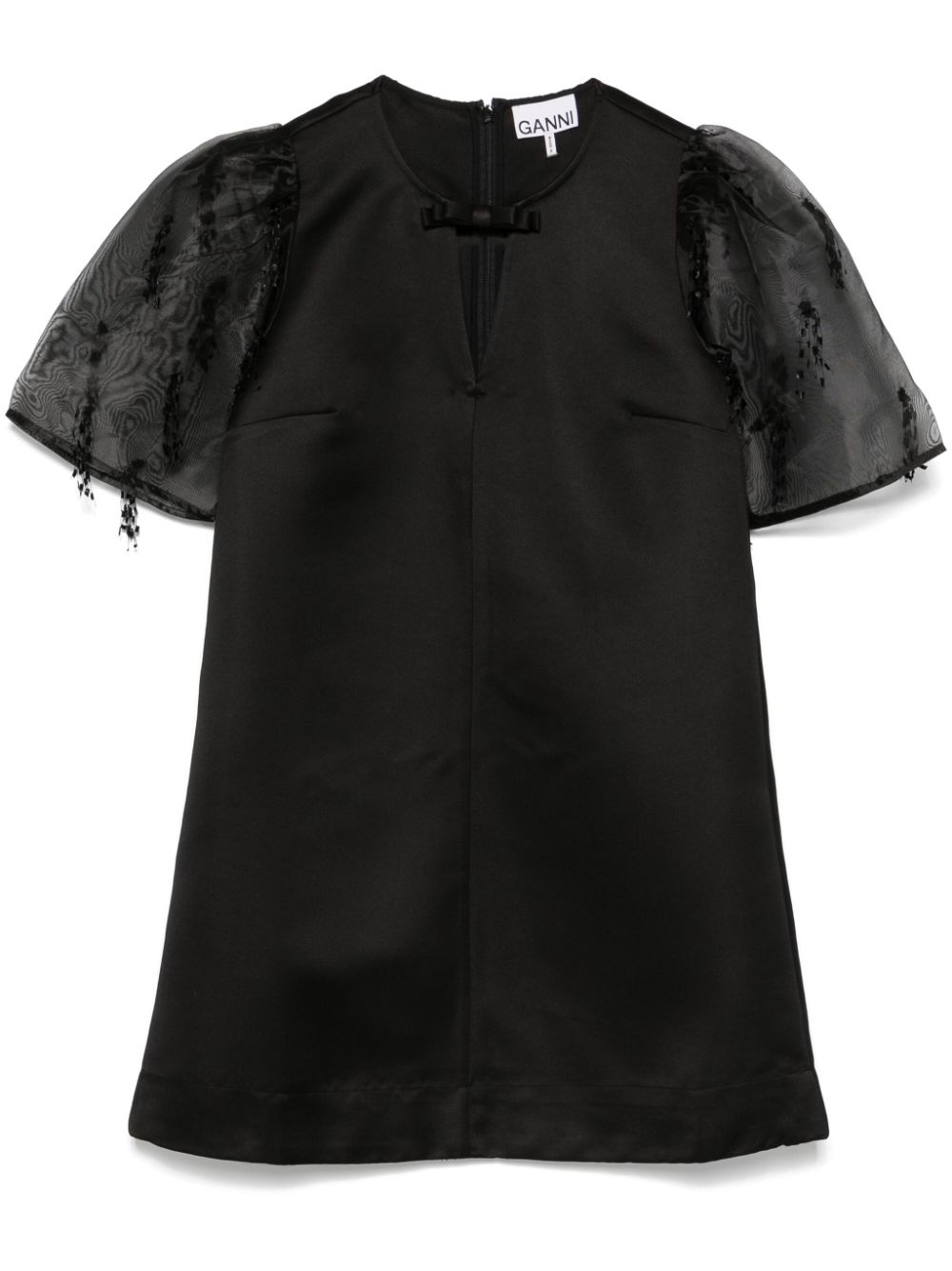 Fringed organza mini dress - Black