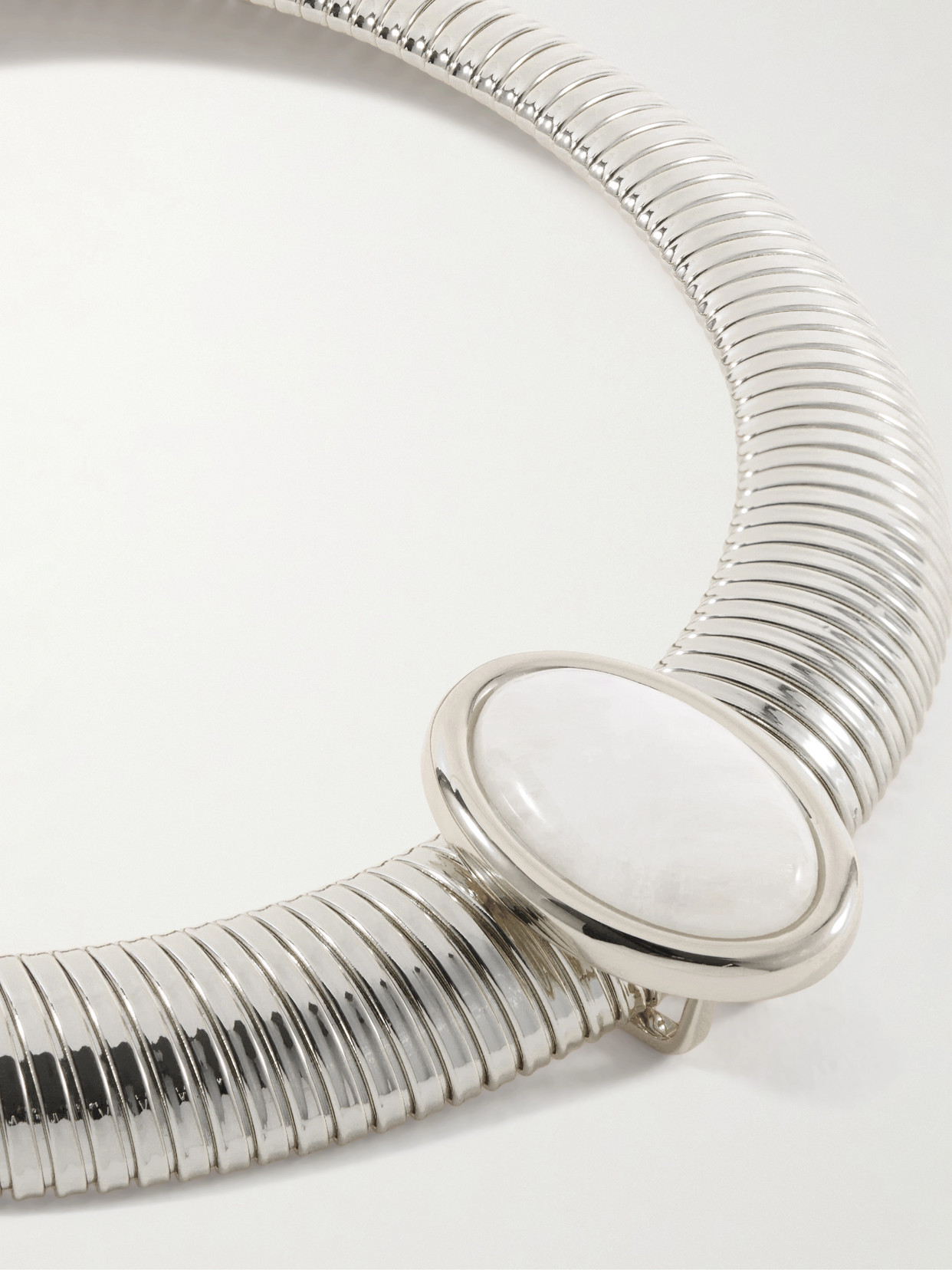 Opyum Rhodium-plated Moonstone Necklace - Silver