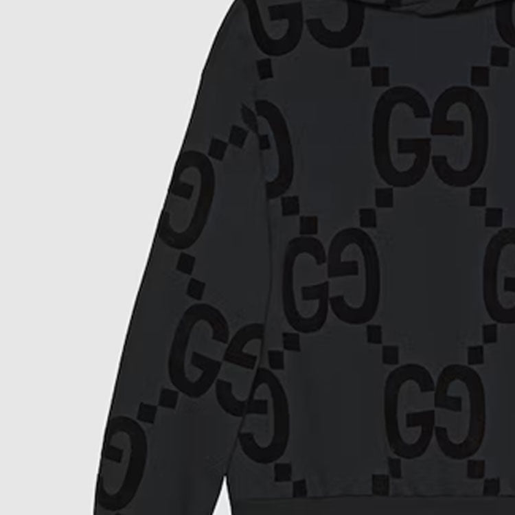 GG Flocked Print Cotton Fleece Sweatshirt 'Black'