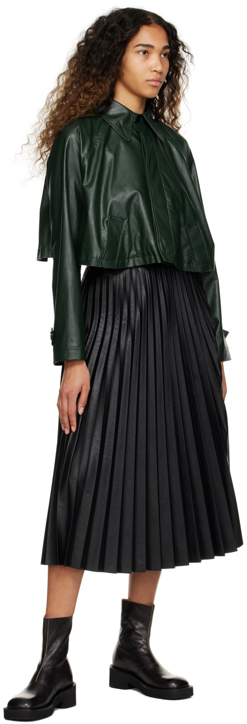 Black pleated midi skirt