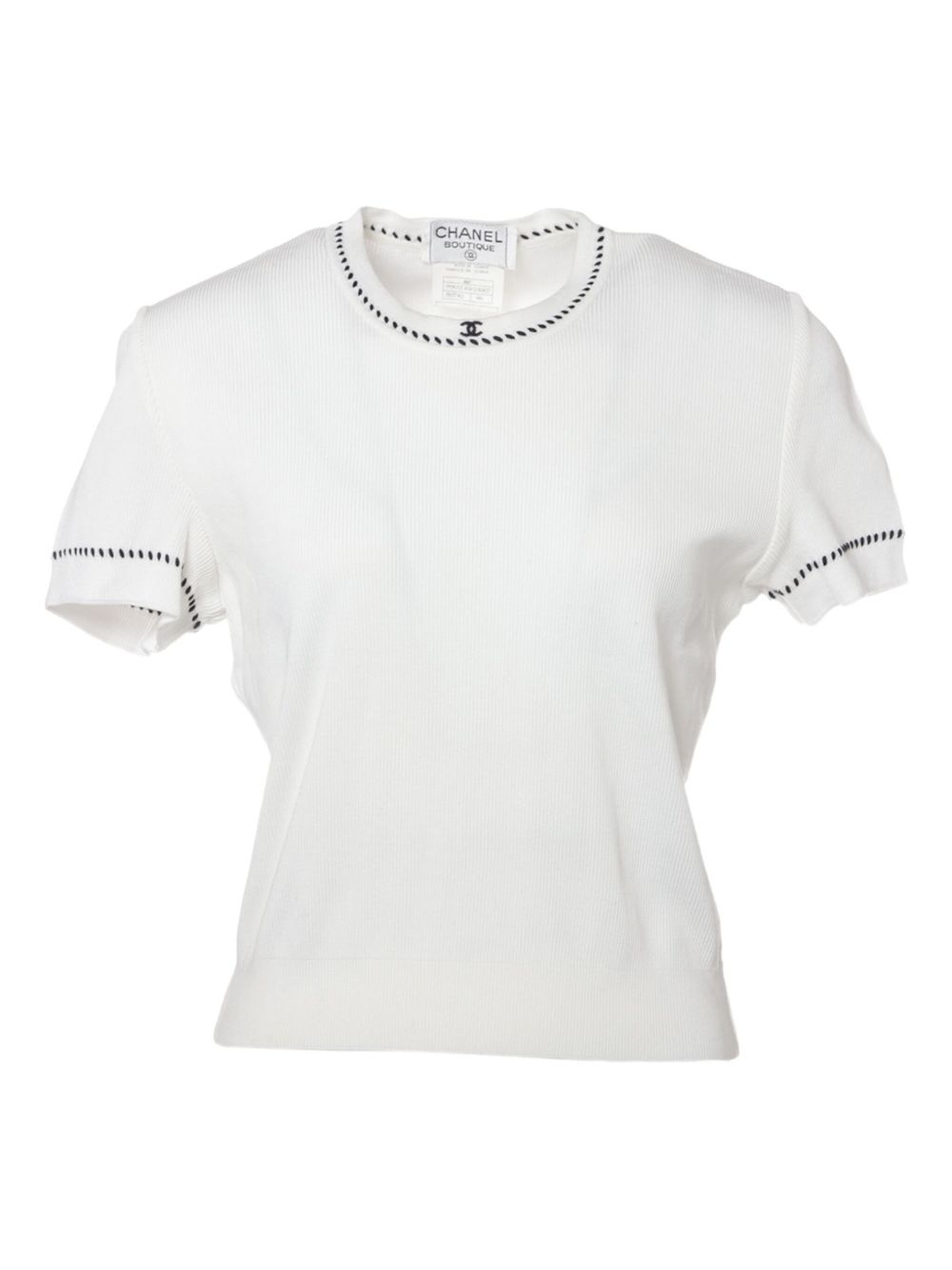 CHANEL Pre-Owned 1996 CC-embroidered T-shirt - White