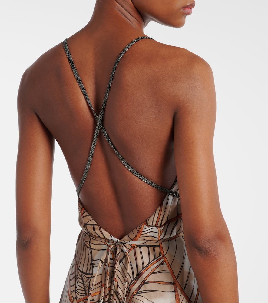Printed silk maxi dress