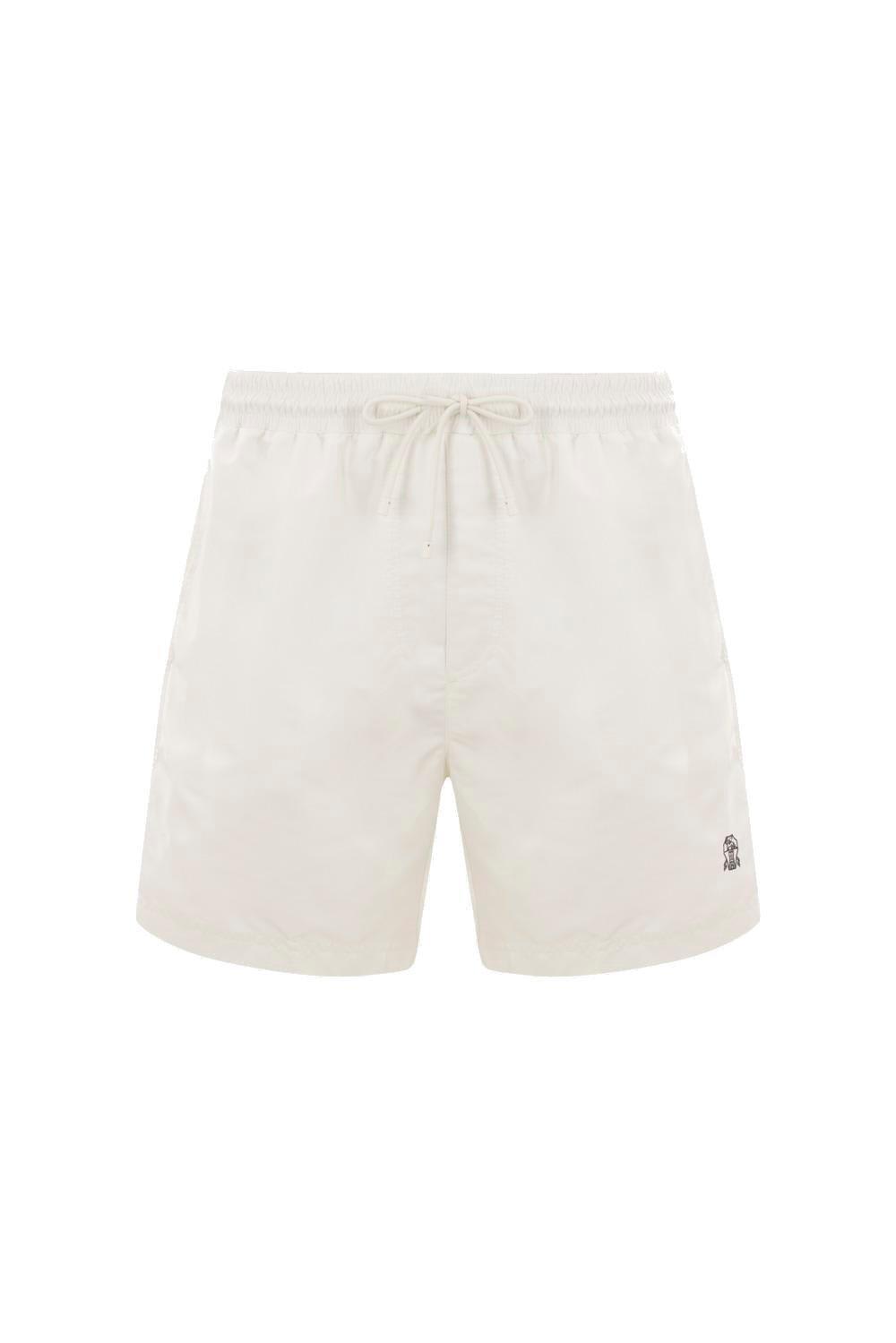 Logo-embroidered swim shorts - White