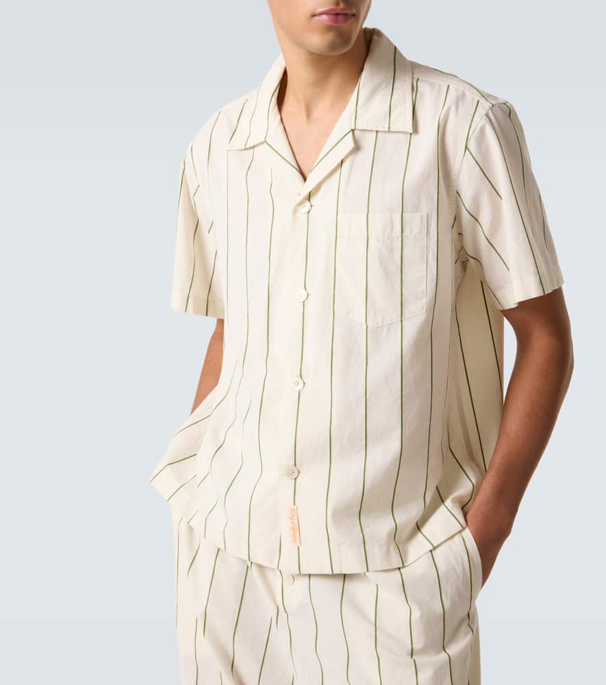 Celery striped cotton bowling shirt