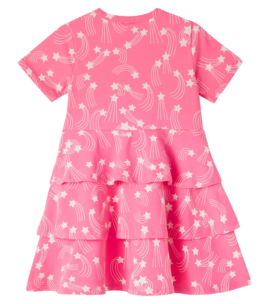 Printed tiered cotton-blend jersey dress