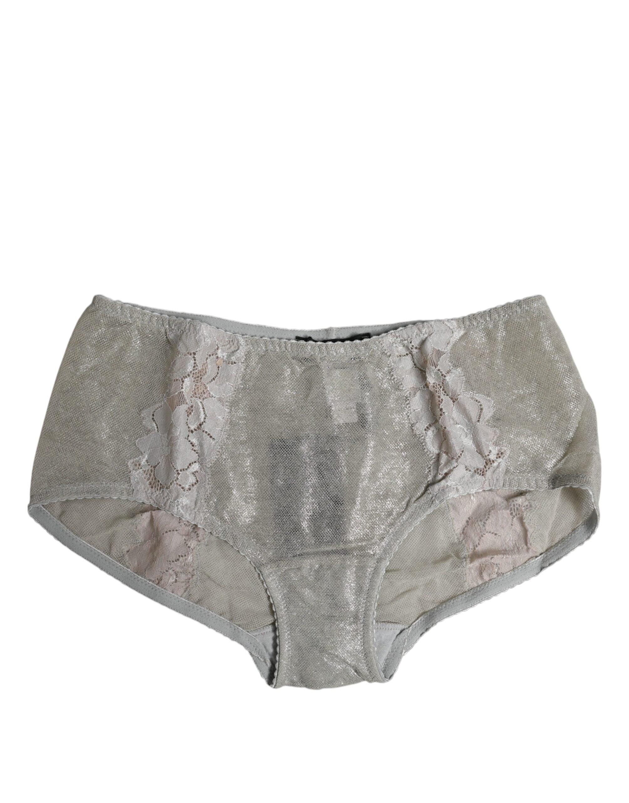 Floral Lace High Waist Panty — Gray