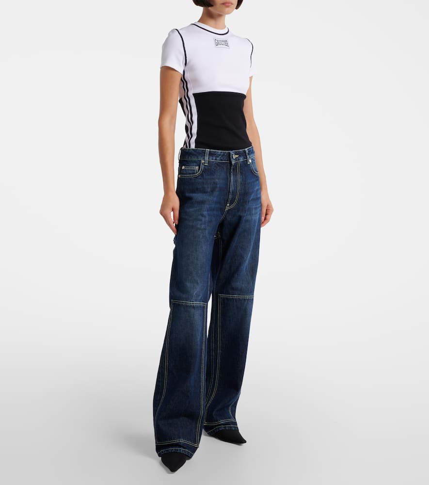 Cutout high-rise wide-leg jeans