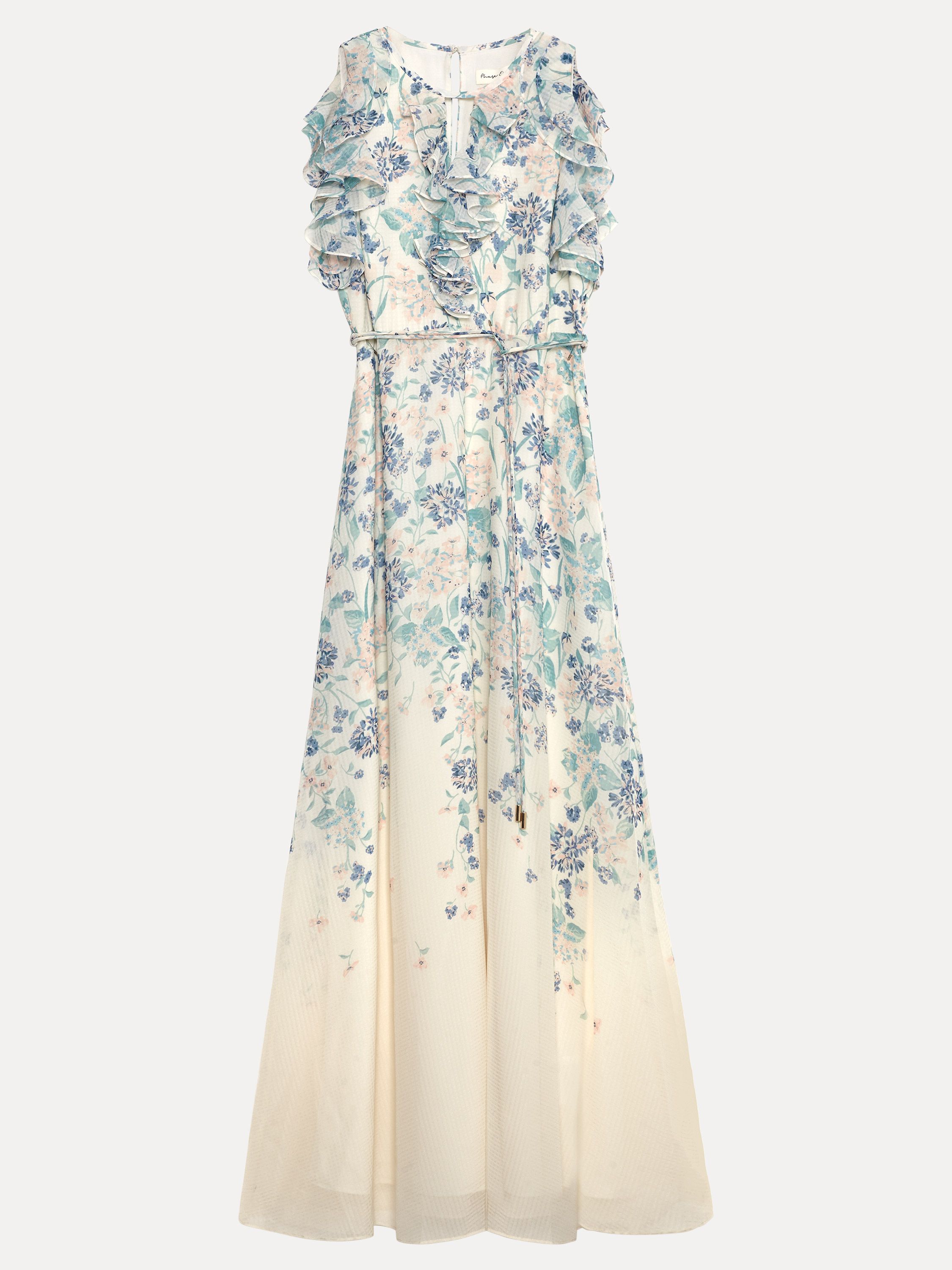 Phase Eight Rachel Floral Ruffle Detail Maxi Dress In Off White