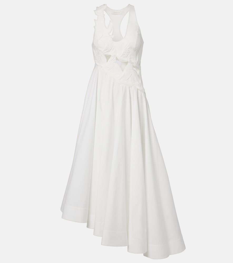 Luna patch-appliqué cotton midi dress