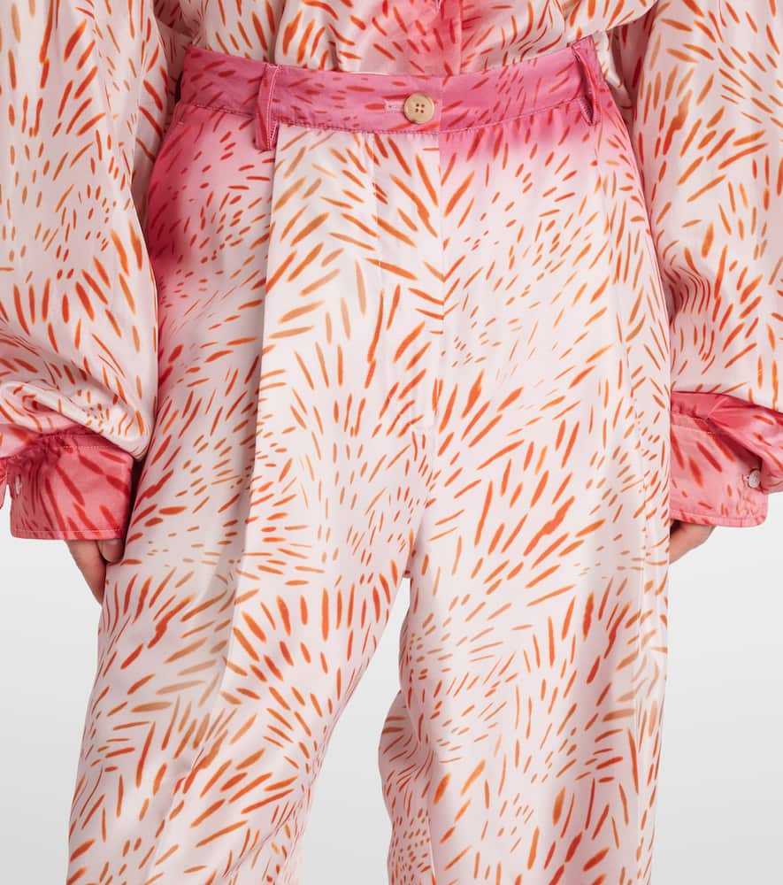 Printed silk wide-leg pants