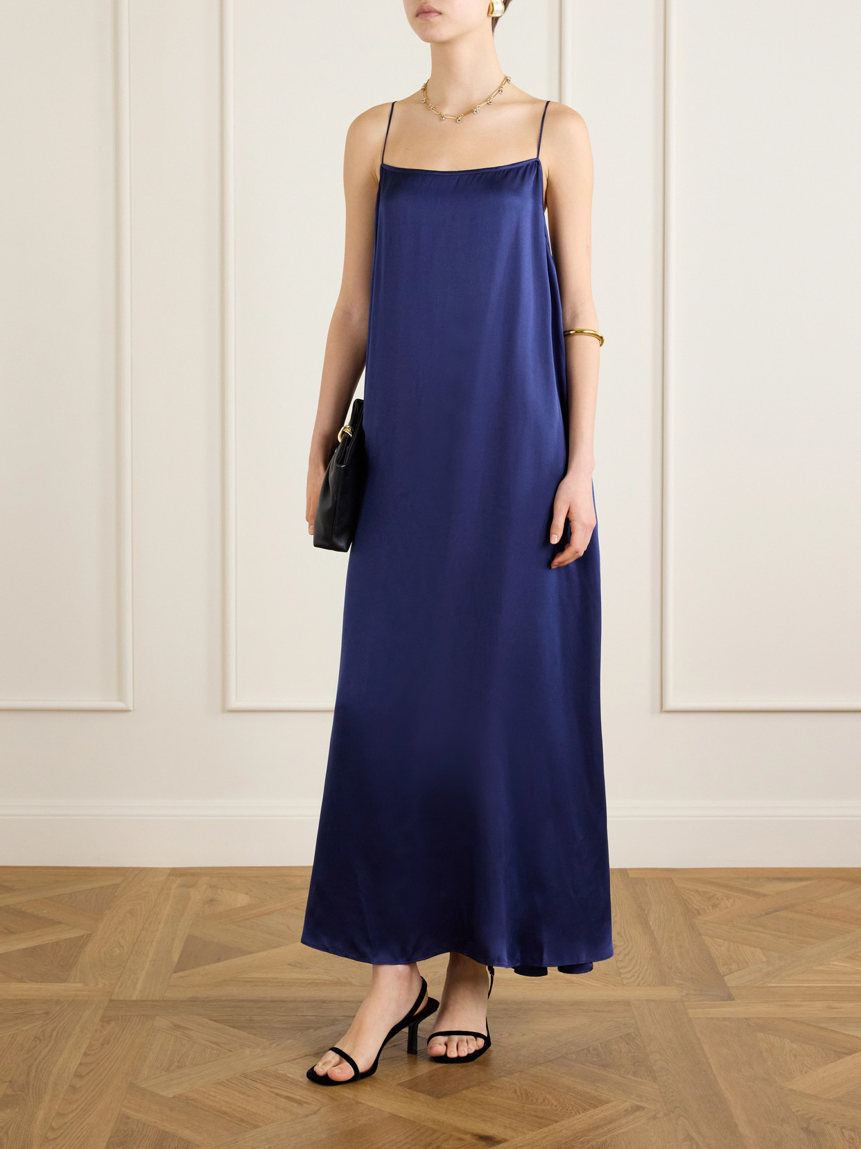 Mae Silk Satin Maxi Dress - Blue