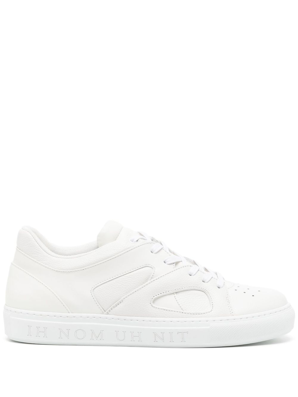 Panelled lace-up leather sneakers - White