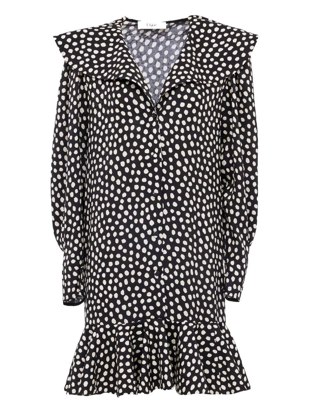 Polka-Dot Silk Dress — Black