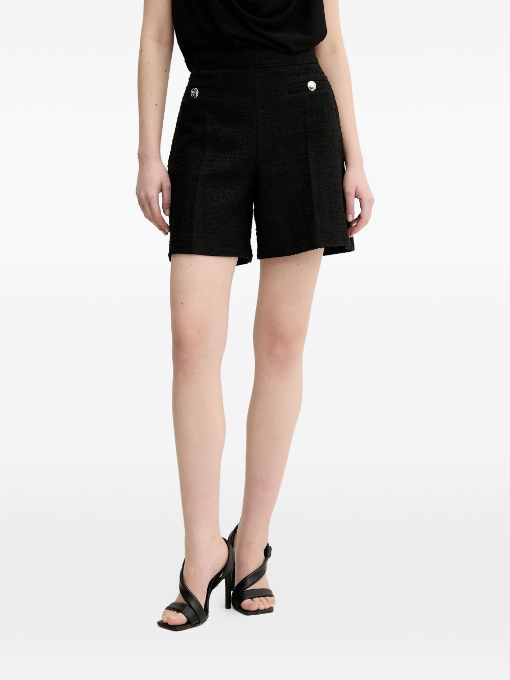 Tweed-texture shorts - Black