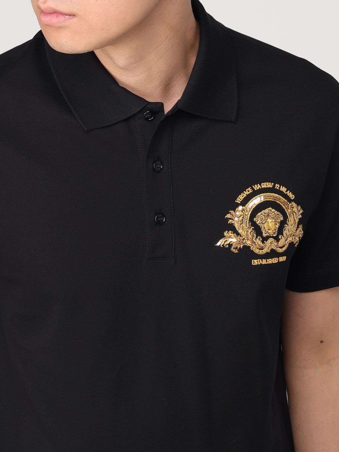 Medusa Head piqué polo shirt - Black